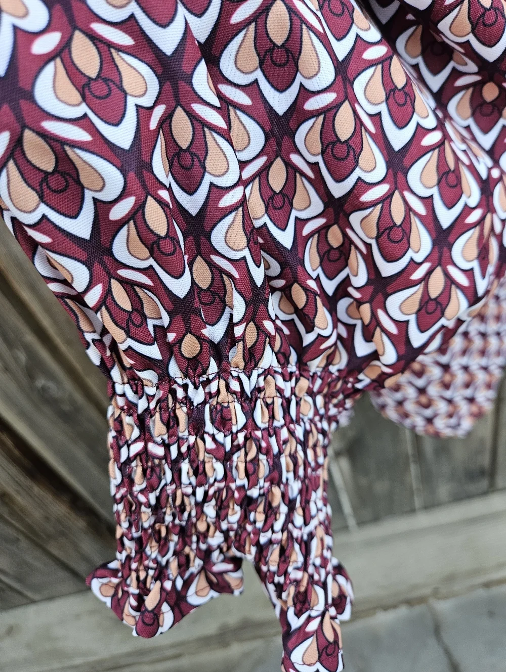 Fashion Woven Geometric Button-Front Blouse - Burgundy Women's Size XL - Picture 9 of 16